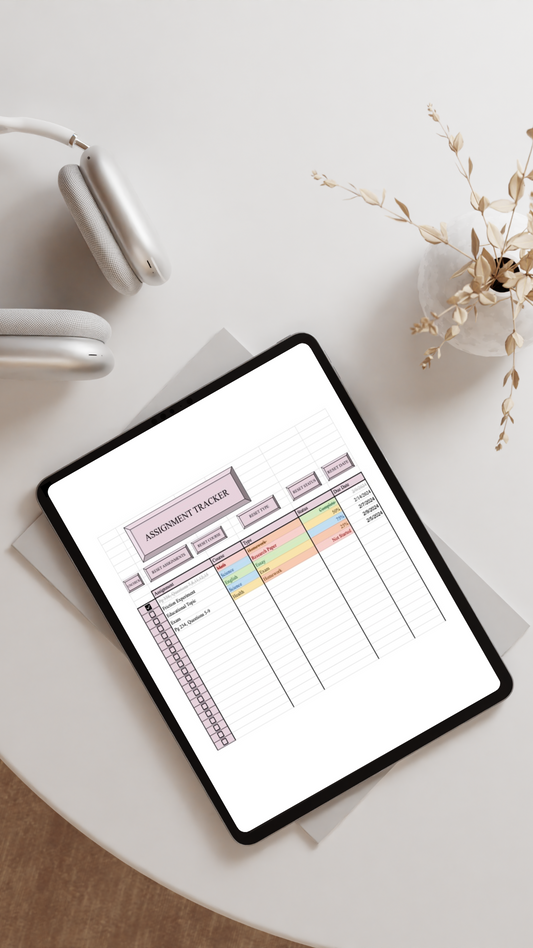 Digital Assignment Tracker Pink with 50 Rows
