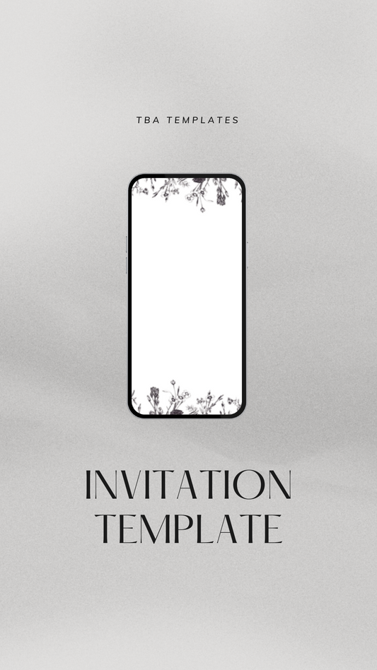 Digital Blank Invitation - Simple White with Flower Border